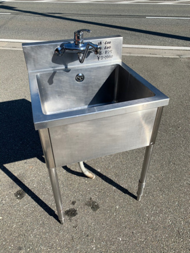☆中古品　1槽シンク　蛇口付き　600x600x825mm☆