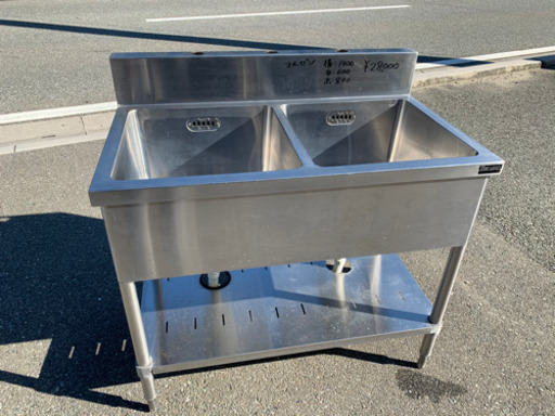 ☆中古品　マルゼン　2槽シンク　1000x600x840☆