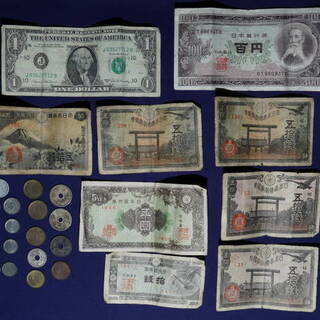 【状態が悪いです】　古銭　五拾銭札　拾銭札　五圓札　100円札　十銭　五銭　一銭　一円　五十銭　など の画像