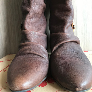 【超美品】本革ロングブーツ　36  ダークブラウンの画像