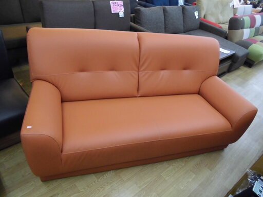 2人掛けソファ オレンジ ゆったりサイズ 合皮 幅178㎝ 2Ｐソファ　西岡店