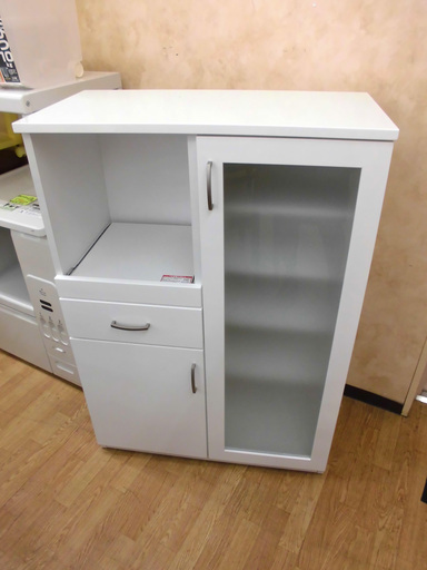 白エナメル ミドルレンジボード ② キッチンボード　幅80㎝ 食器棚 美品 西岡店