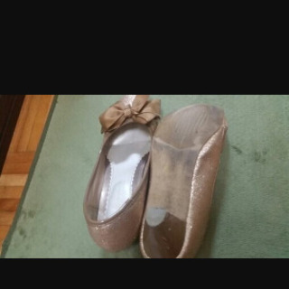 ゴールド靴 パーティ用や結婚式にもMサイズの画像