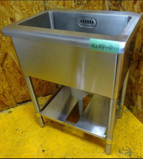（4248-0）☆厨房機器☆一槽シンク/1槽シンク/業務用/店舗/流し台/飲食W600×D450×H800ｍｍ