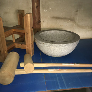 餅つきセット　（石臼　杵、大小付き）