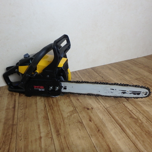 リョービ エンジンチェンソー ES-335 動作確認済み バー 長さ 350mm RYOBI 混合オイル 燃料 切断 木 林業 チェーン 電動工具 DIY 中古品 宮城
