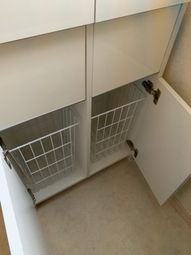 ディノス　洗濯カゴ付き2in1 光沢サニタリー収納庫