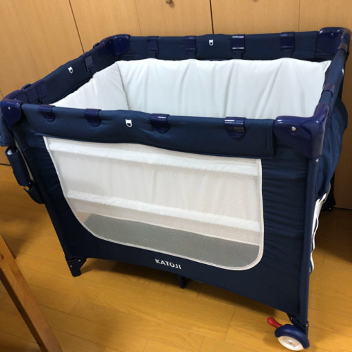 美品 katoji ミニベビーベッド ベビープレイヤード