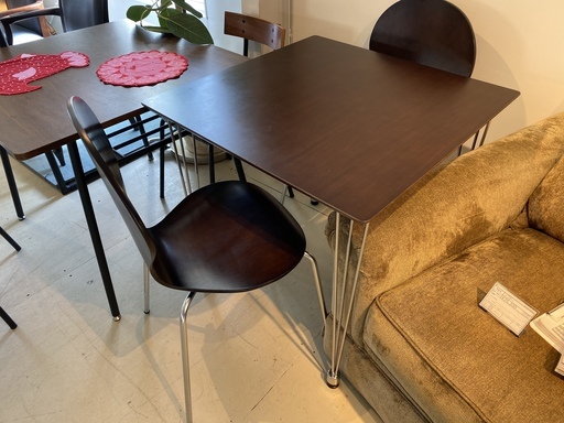 ダイニングテーブル3点セット テーブル チェア 茶 格安 中古品