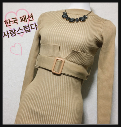 ［韓国オルチャン✧ hanqueen ］ニット？カットソーミニワンピ チュニック