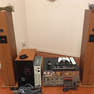 【差し上げます】AV機器一式　HDD&DVDレコーダー・AVアンプ・トールボーイスピーカー・サブウーファー・Xbox360の画像