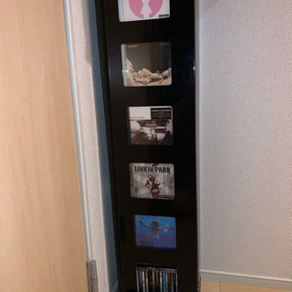 縦スリム、CDラック黒＋CD136枚の画像