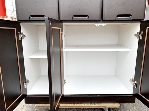 中古 食器棚 ブラウン