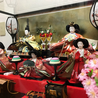 雛人形 3段飾り 5人飾り 親王飾 ガラスケース付き オルゴール付き