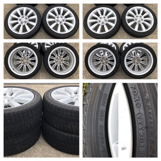 スタッドレスタイヤ　アルミ付き　２１５/４５Ｒ１８　ヨコハマ　ice　ＧＵＡＲＤ iＧ５０　ギャラン純正