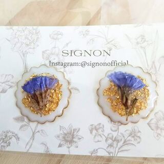 ドライフラワーを使用したかわいいピアス（SIGNONさん）