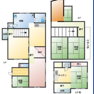 🉐★初期費用無料 ★【ペット可】8DKK 152㎡  DIY可能　戸建て 貸家 2階建て 格安 家賃5.4万円  衣笠駅徒歩15分 神奈川県横須賀市佐野町  複数入居可 賃貸物件 バストイレ別 大きな戸建て 事務所利用可能 初期費用0円  - 横須賀市