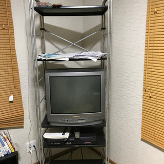 ブラウン管　モノラルテレビ　HDDレコーダー　テレビラックセット