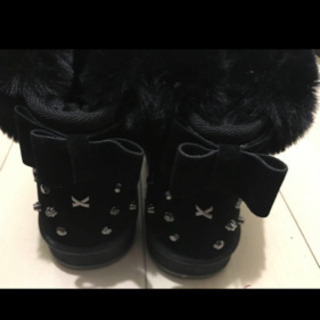 ムートンブーツ   黒 24cmショートブーツ 新品の画像
