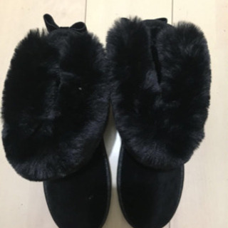 ムートンブーツ   黒 24cmショートブーツ 新品の画像