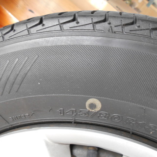 最終処分価格！！タント350Ｓ等 1３インチ用タイヤ＆ホイール、ホイールキャップ 中古 １台分の画像