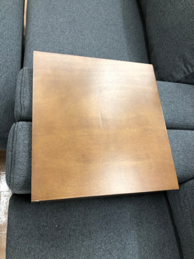 2人掛けカウチソファ　ネイビー スチール脚 オットマン付き レイアウト自在 [幅82-265]（展示品★美品）