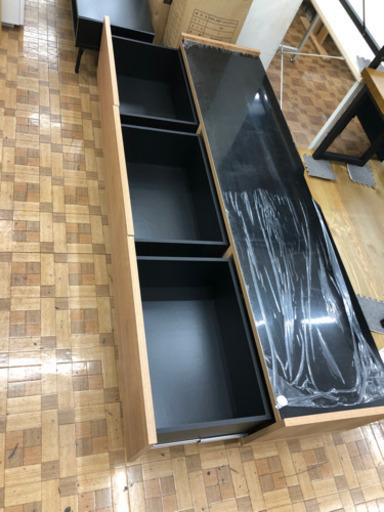 日本製 テレビ台　シャビーナチュラル　天然木 収納付[幅180] （展示品★美品）