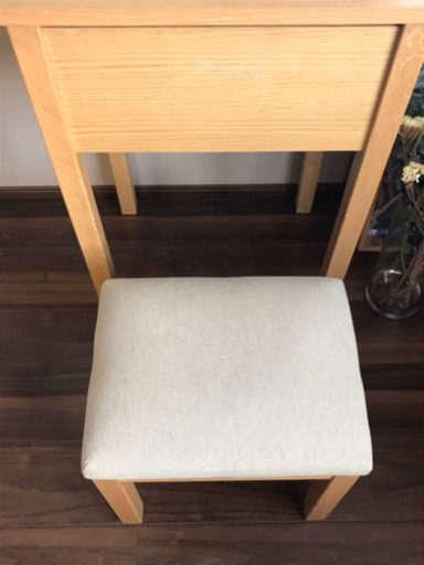 無印良品　オーク材ドレッサー　スツール付き　鏡台