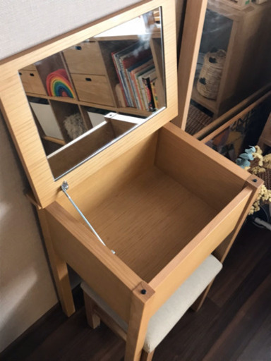 無印良品　オーク材ドレッサー　スツール付き　鏡台