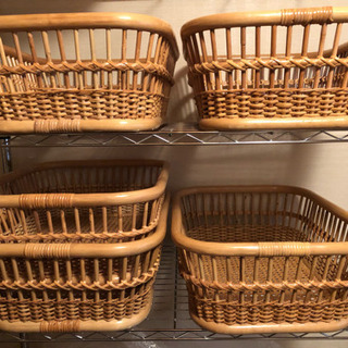 商談中  あげます。籐製品 カゴ5個セット