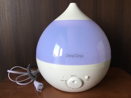 新品同様 超音波式アロマ加湿器デュードロップ ホワイト