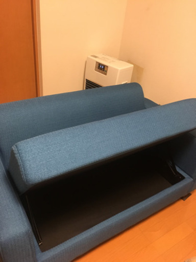 2人掛け ソファー 青色 コンパクト  再投稿