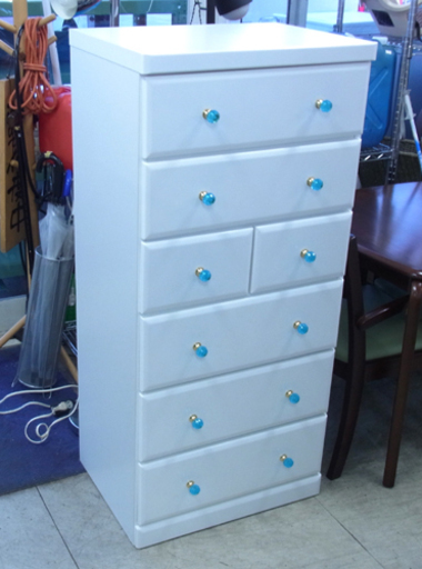 南12条店 ベビーチェスト ハイチェスト スリム収納 6段タンス エナメルホワイト