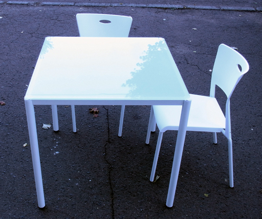 南12条店 ダイニングテーブルセット 2人掛け（3点） スチール脚チェア ガラス天板 モダンクールデザイン ホワイト