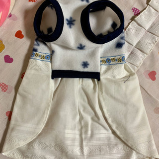 ハンドメイド犬服 フリース切り替えワンピ S～Mの画像