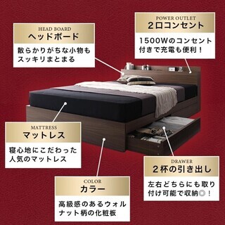 棚・コンセント付き収納ベッド General ジェネラル スタン...