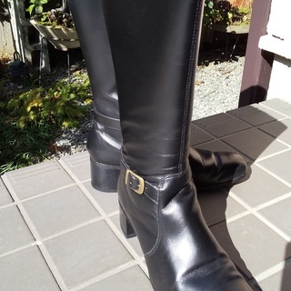 本革ブラックロングブ－ツ24.5cm