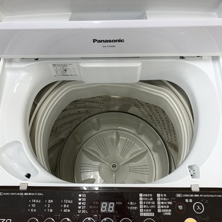 J148 【動作確認、クリーニング済】 パナソニック　洗濯機7Kg　NA-F70PB9　2016年製　★給水、排水ホース付き！動作保証ありますの画像