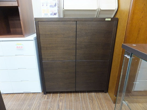札幌 引き取り 木製 キャビネット ロータイプ 収納棚 プッシュ扉 書棚/本棚