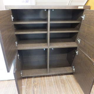 札幌 引き取り 木製 キャビネット ロータイプ 収納棚 プッシュ扉 書棚/本棚