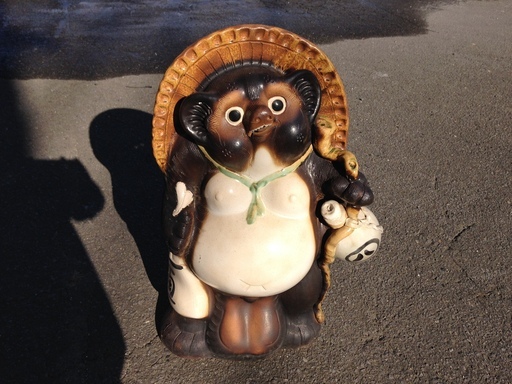 ■Y996■たぬき 狸 置物 オブジェ 高さ約77cm 商売繁盛 縁起物 庭 店舗 玄関