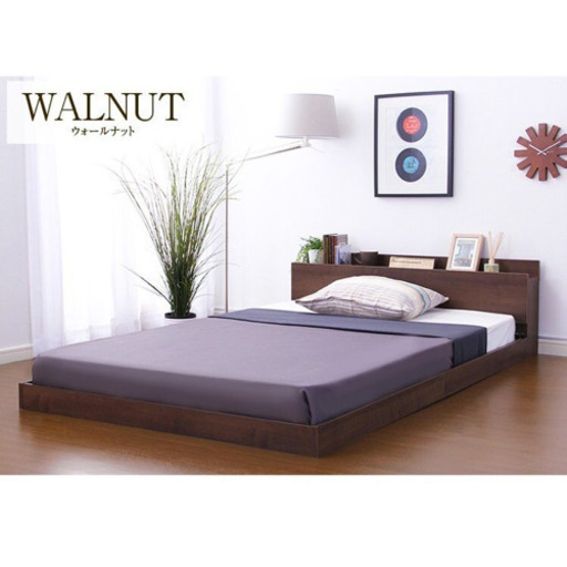 ダブルベッド マットレス付き ローベッド ダブル ボンネルコイル