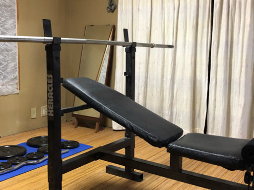 バーベル レッグカール付きベンチ セット