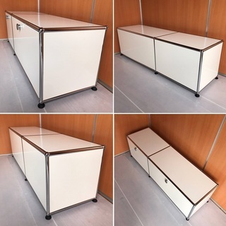 ④ USMハラー ホワイト 2列1段 AVボード 正規品 USM Haller ハラーシステム テレビ台／AVボード ピュアホワイト