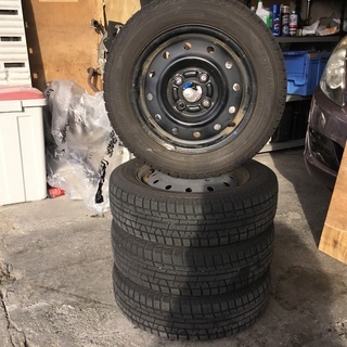 【引き取り先が決まりました】155/65R13　軽用サイズスタッドレスタイヤ＆鉄ホイール　ヨコハマIG50+　バリ溝　2016年28週