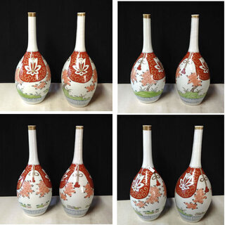 c297 古伊万里 色絵 お神酒徳利 一対 徳利 木箱入りの画像