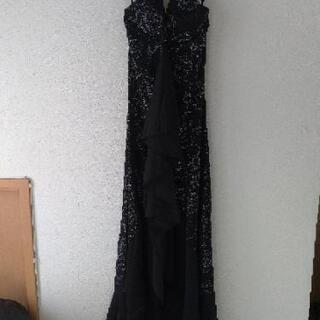 黒い花柄ロングキャバドレスの画像