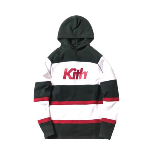 正規品 KITH キス パネルボーダーロゴパーカー グリーン