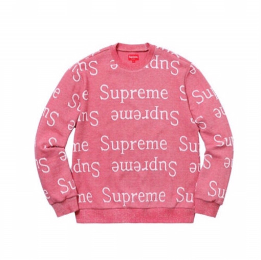 正規品 Supreme Jacquard ロゴスウェットシャツ ピンク