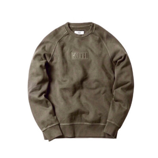 正規品 KITH キス クラシックボックスロゴ クルーネックスウェットシャツ オリーブ
